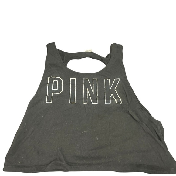 Victoria's Secret Tops - Victoria's Secret PINK black Tank Top with heart cut out on back Size M